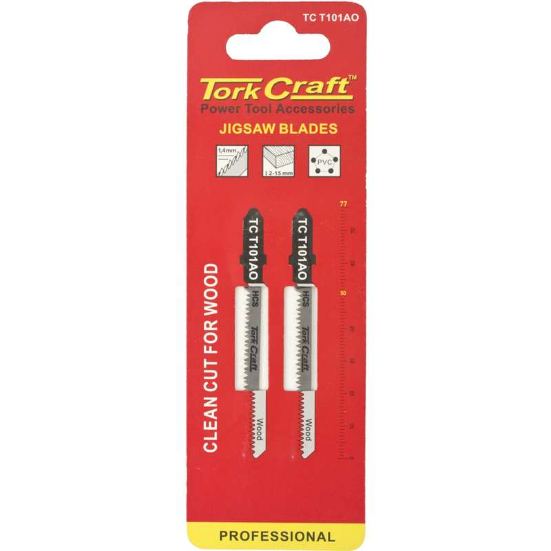 Tork Craft T-shank Jigsaw Blade For Wood 1.3mm 20tpi 75mm 2pc