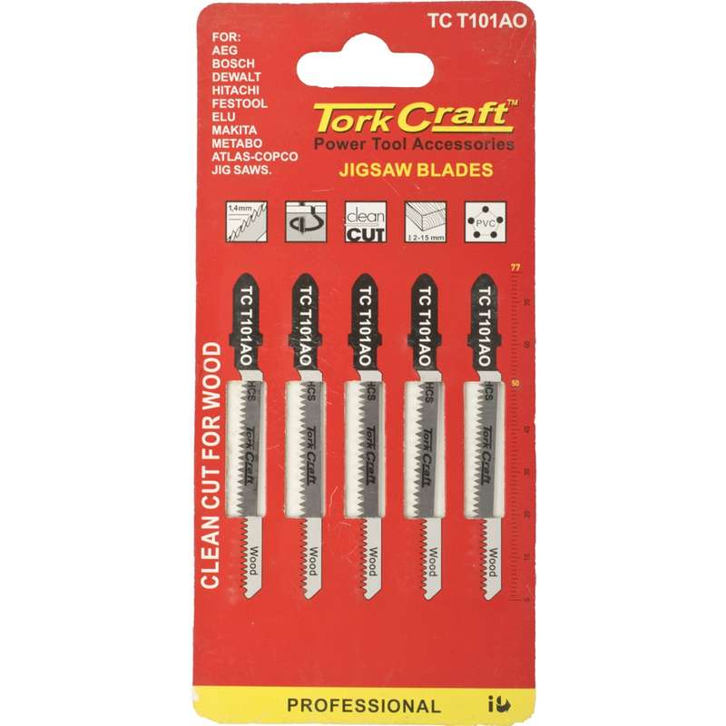 Tork Craft T-shank Jigsaw Blade For Wood 1.3mm 20tpi 75mm 5pc