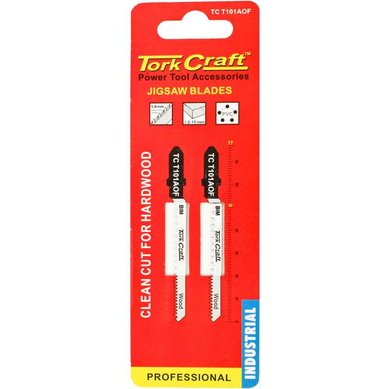 Tork Craft T-shank Jigsaw Blade For Hardwood 1.4mm 18tpi 75mm 2pc