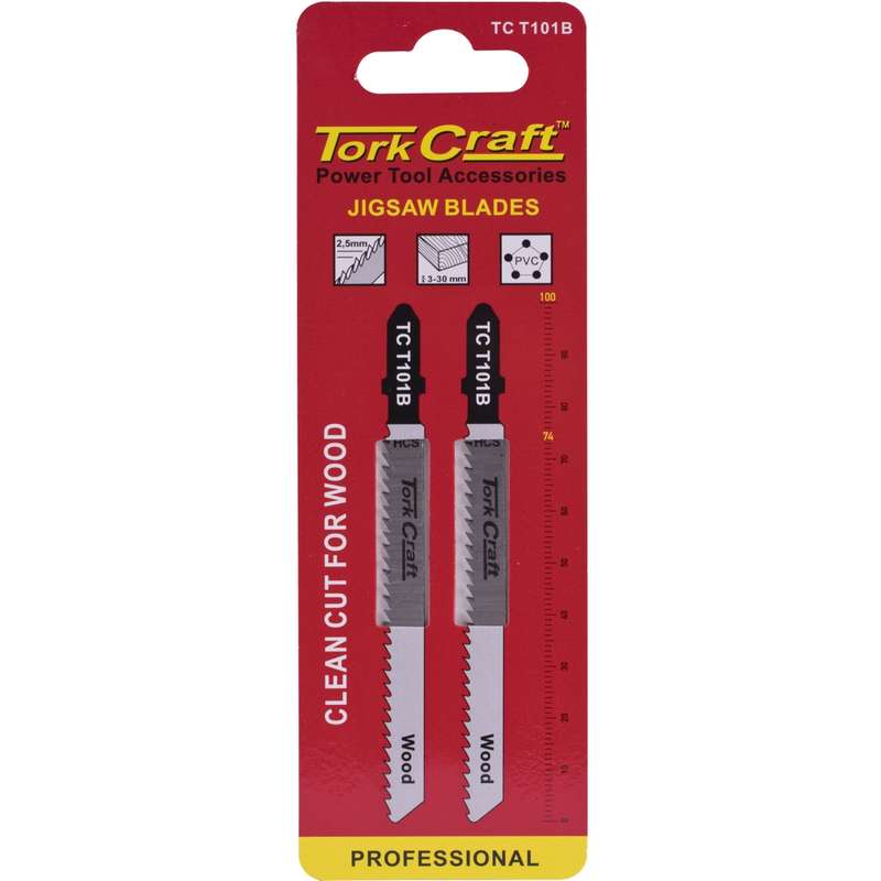 Tork Craft T-shank Jigsaw Blade For Wood 2.5mm 10tpi 100mm 2pc