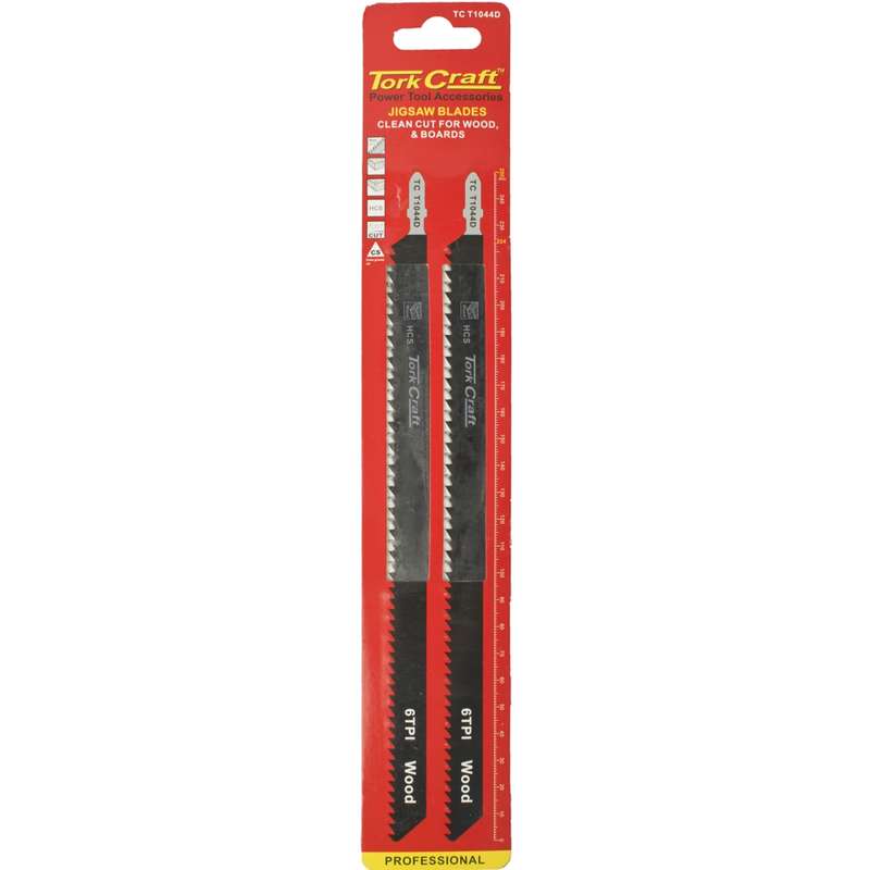 Tork Craft T-shank Jig Saw Blade Softwood/chip/ply/firbre 4.0mm 6tpi 250mm 2pc