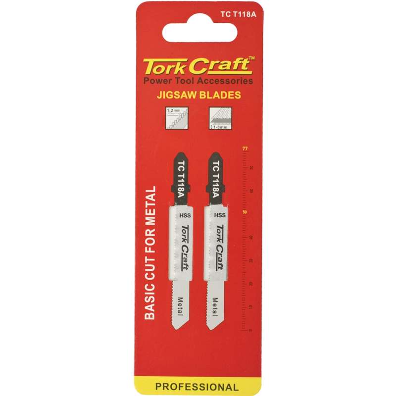 Tork Craft T-shank Jigsaw Blade For Metal 1.2mm 21tpi 75mm 2pc