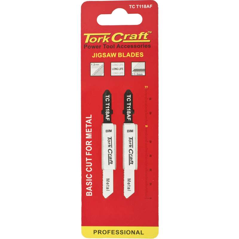 Tork Craft T-shank Jigsaw Blade For Metal 1.2mm 21tpi 75mm 2pc