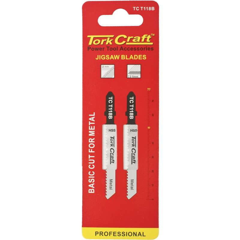 Tork Craft T-shank Jigsaw Blade For Metal 2mm 12tpi 75mm 2pc