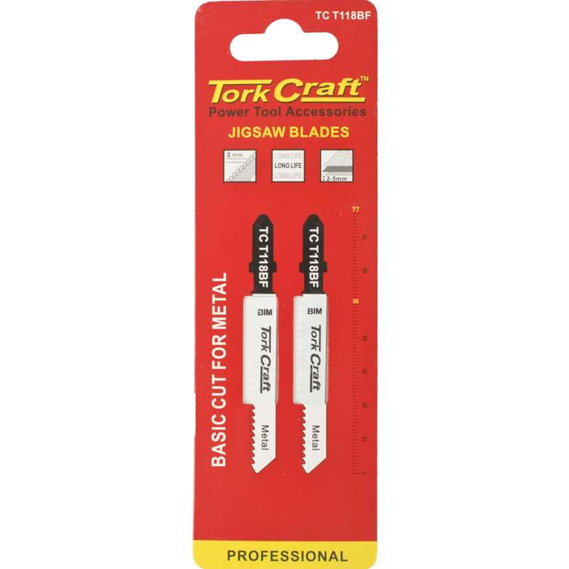 Tork Craft T-shank Jigsaw Blade For Metal 2mm 12tpi 75mm 2pc