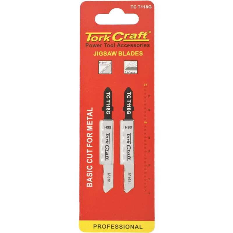 Tork Craft T-shank Jigsaw Blade For Metal .8mm 28tpi 75mm 2pc