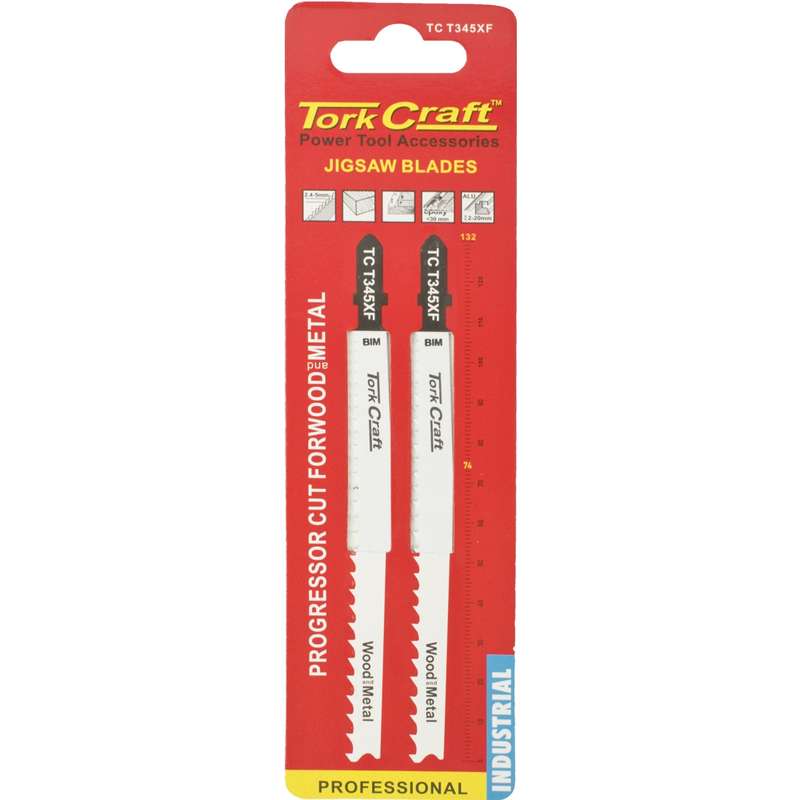 Tork Craft T-shank Jigsaw Blade For Metal/wood 2.4-5mm 5tpi 132mm 2pc