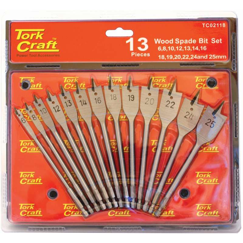 Tork Craft Spade Bit Set 13pce Double Blister