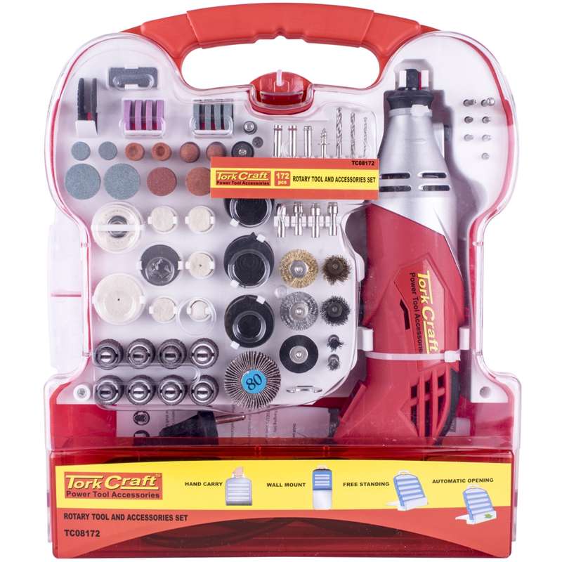 Tork Craft Mini Rotary Tool 170w And Accessory Kit 172 Pc In Plastic Case