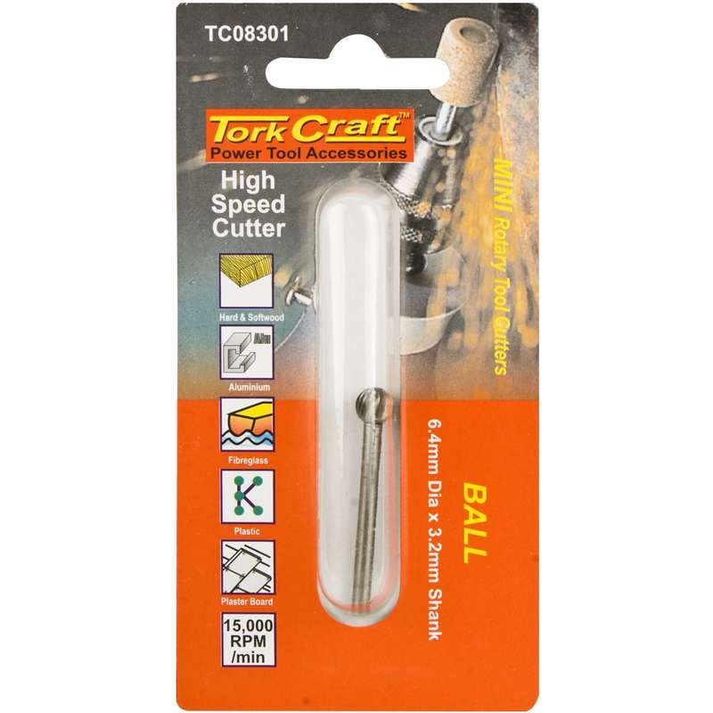 Tork Craft Mini H/speed Cutter 6.4mm Ball 3.2mm Shank