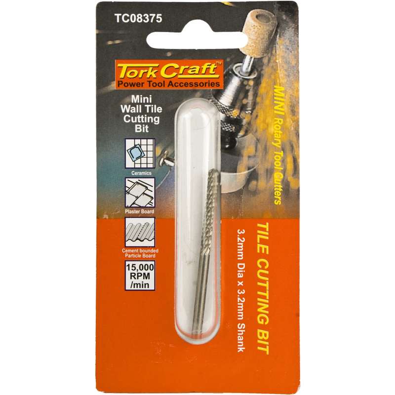 Tork Craft Mini Wall Tile Cutting Bit 3.2mm X 3.2mm Shank