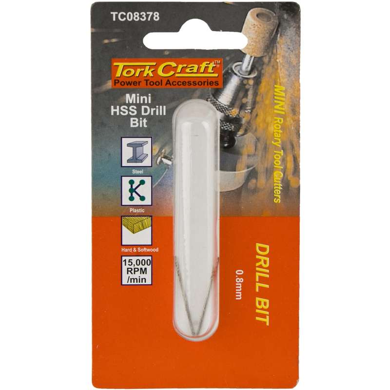 Tork Craft Mini Hss Drill Bit 0.8mm 2pc