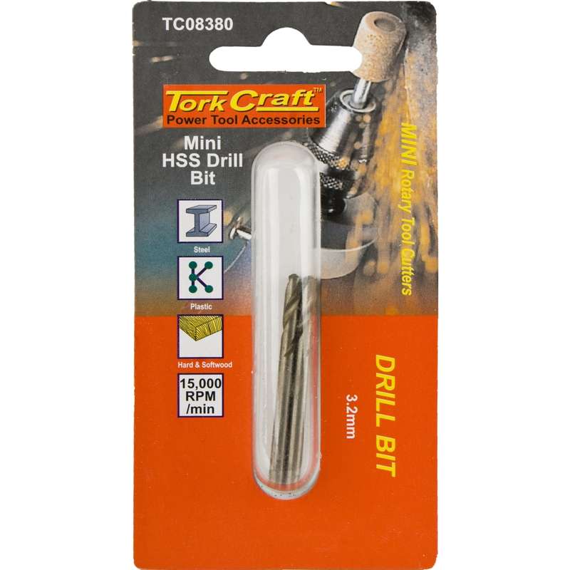 Tork Craft Mini Hss Drill Bit 3.2mm 2pc