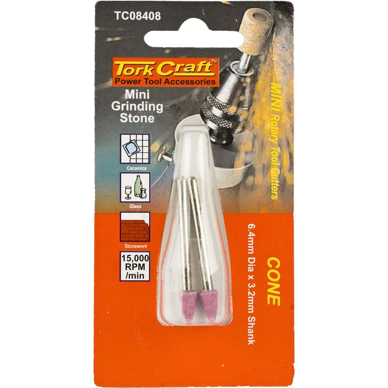 Tork Craft Mini Grinding Stone 6.4mm Cone 3.2mm Shank