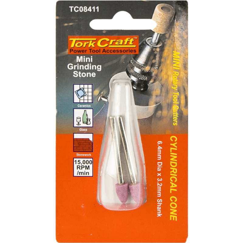 Tork Craft Mini Grinding Stone 6.4mm Cyl./cone 3.2mm Shank