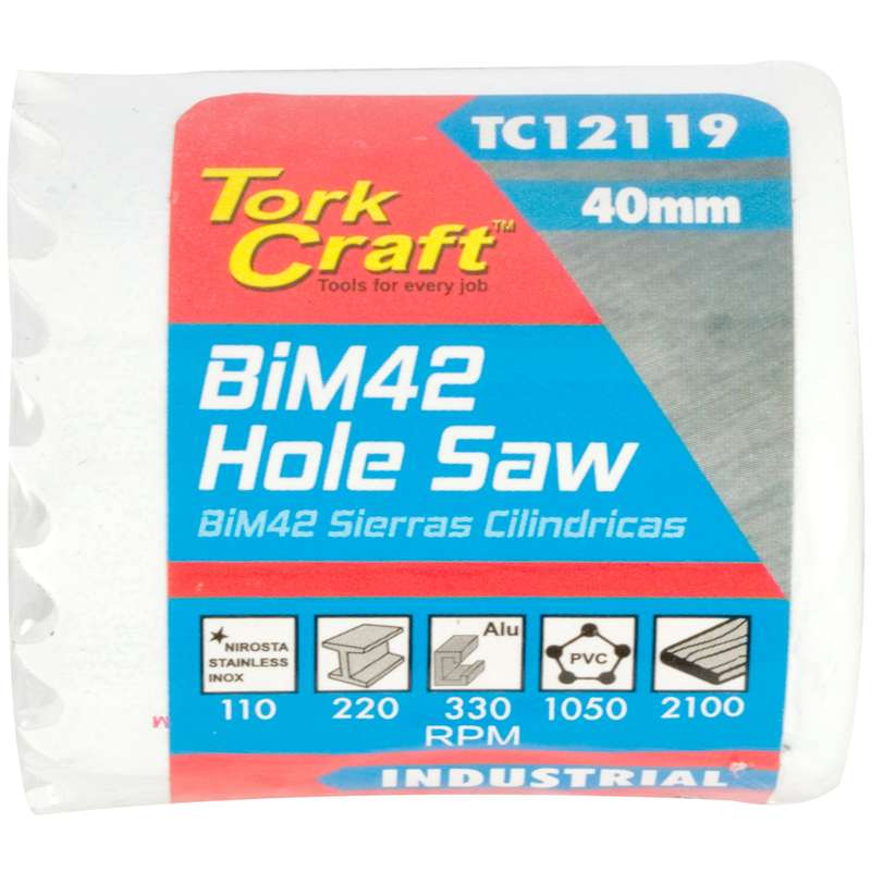 Tork Craft 40mm Bim42 Bi Metal Hole Saw