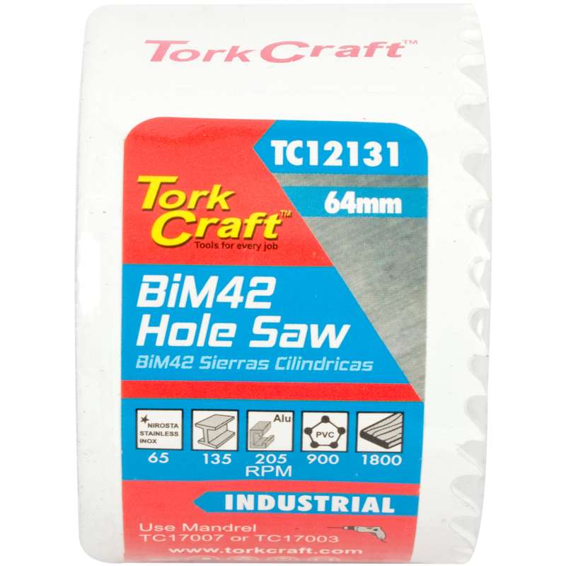 Tork Craft 64mm Bim42 Bi Metal Hole Saw