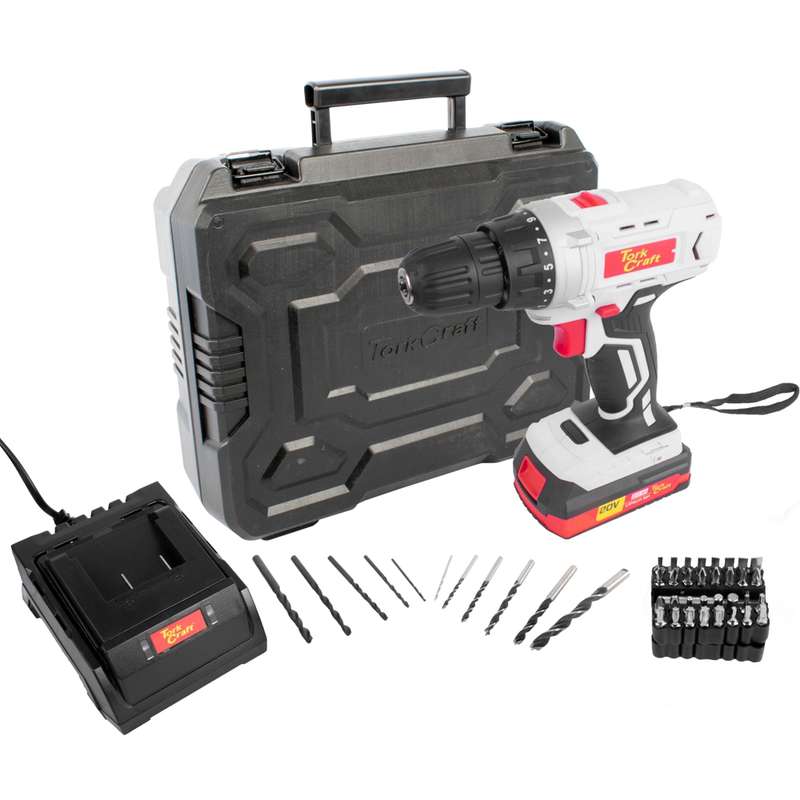 Tork Craft Drill Driver Dd10 20v 10mm 35nm 2.0 Ah Bat Std Charg 44 Pcs Acc