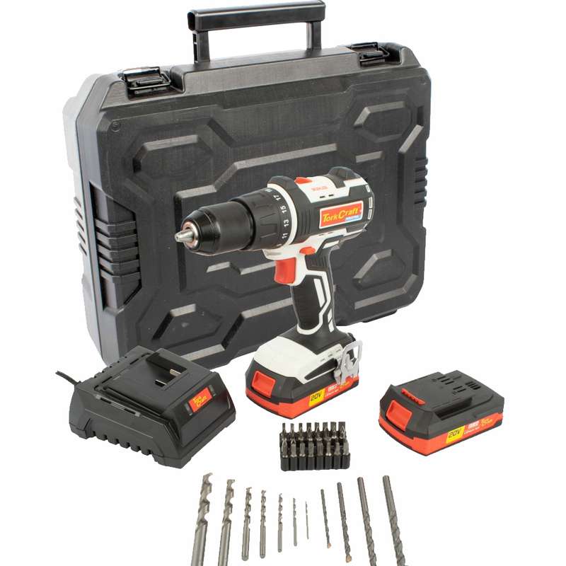 Tork Craft Imp. Drill  B/less Id13b 20v 13mm 0-1800rpm 50nm 2 X 2.0 Ah Bat Std Ch