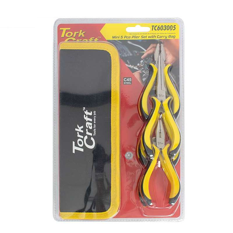Tork Craft 5pc Mini Plier Set With Bag Micro
