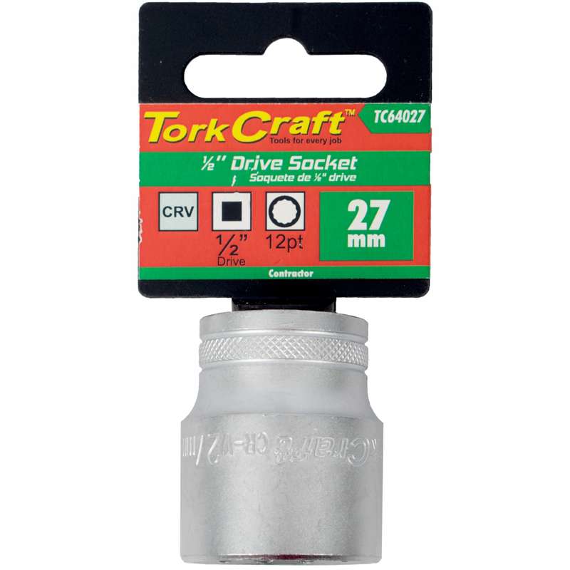 Tork Craft Socket 27mm X 35.8mm 1/2\' Drive Crv 12 Point