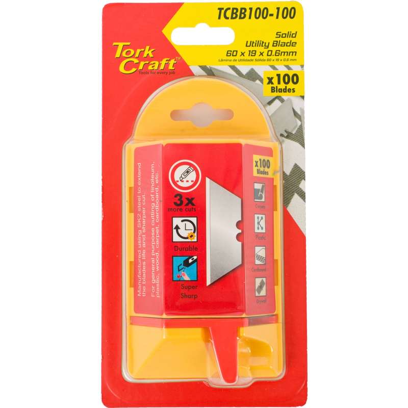 Tork Craft Utility Blade Solid 60mm X 19mm X 0.6mm 100pc Sk5