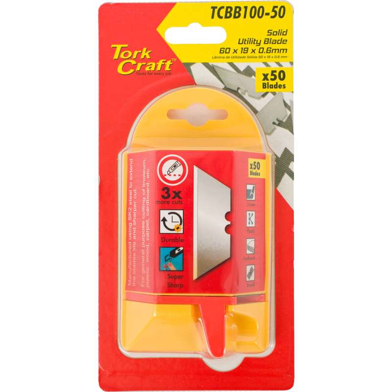 Tork Craft Utility Blade Solid 60mm X 19mm X 0.6mm 50pc Sk5