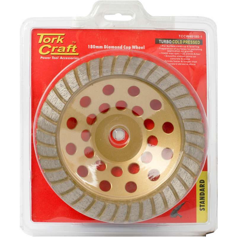 Tork Craft Dia. Cup Wheel 180 X 22.23mm Turbo Cold Pressed