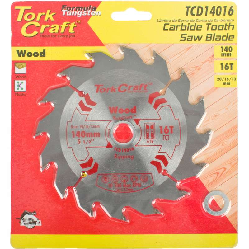Tork Craft Blade Tct 140 X 16t 20/16/13 General Purpose Rip Wood