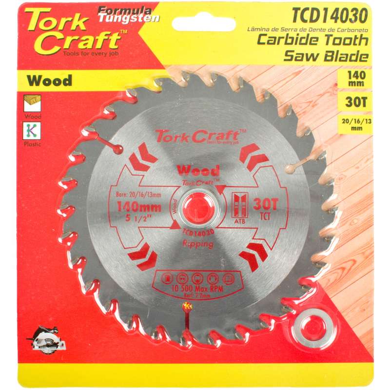 Tork Craft Blade Tct 140 X 30t 20/16/13 General Purpose Combination Wood