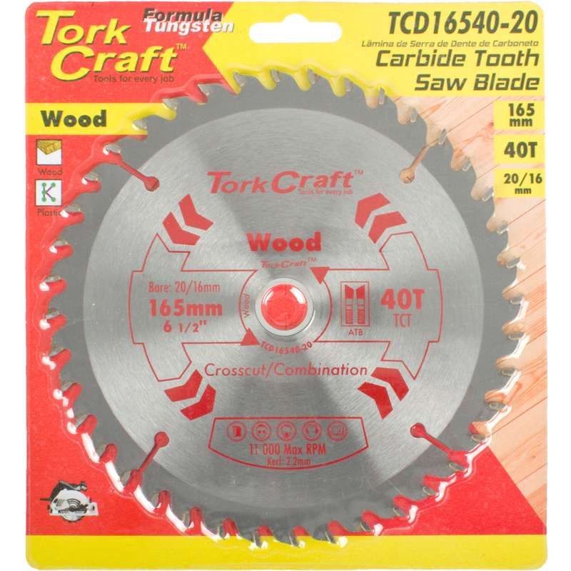 Tork Craft Blade Tct 165 X 40t 20/16 General Purpose Combination