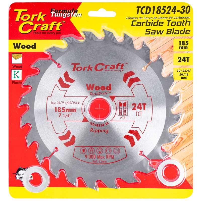 Tork Craft Blade Tct 185 X 24t 30/20/16/1 General Purpose Combination