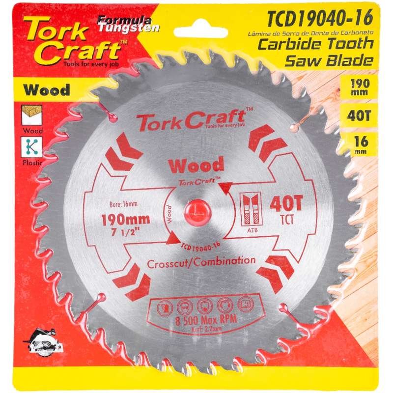 Tork Craft Blade 190 X 40t 16mm General Purpose Combination