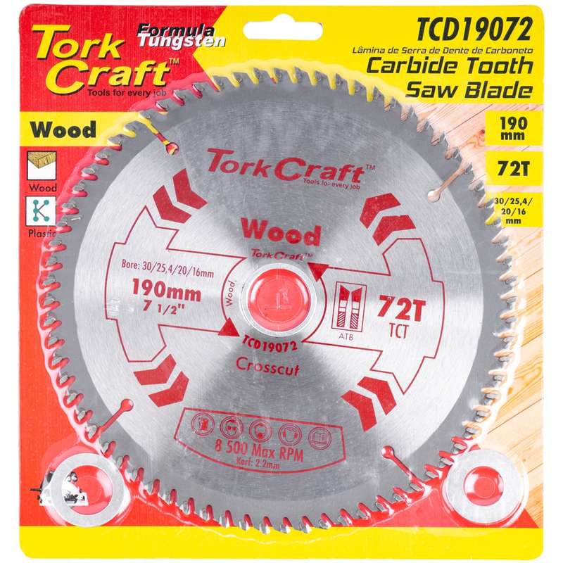 Tork Craft Blade Tct 190 X 72t 30/ General Purpose Cross Cut Smooth