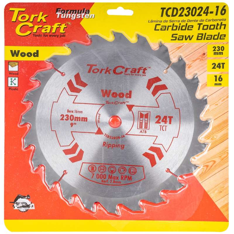 Tork Craft Blade Tct 230 X 24t 16mm General Purpose Rip