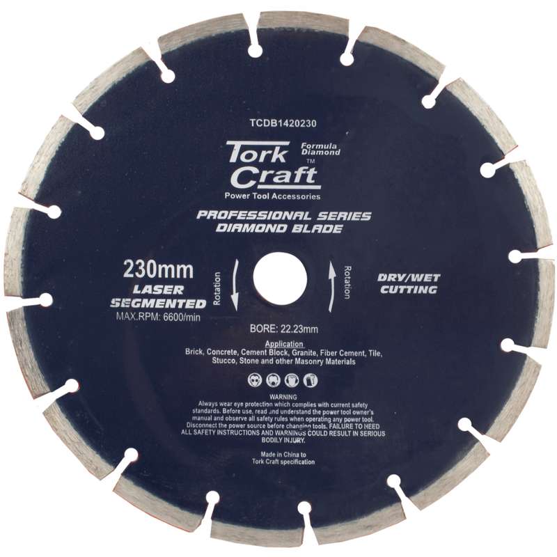 Tork Craft Diamond Blade 230mm Segmented Laser Industrial
