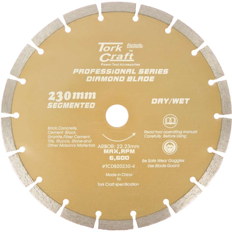 Tork Craft Diamond Blade 10mm Seg For Cutting Building Materials 230mm 22.23