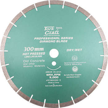 Tork Craft Diamond Blade 300 X 25.4mm Old Concrete Hot Pressed Segmented