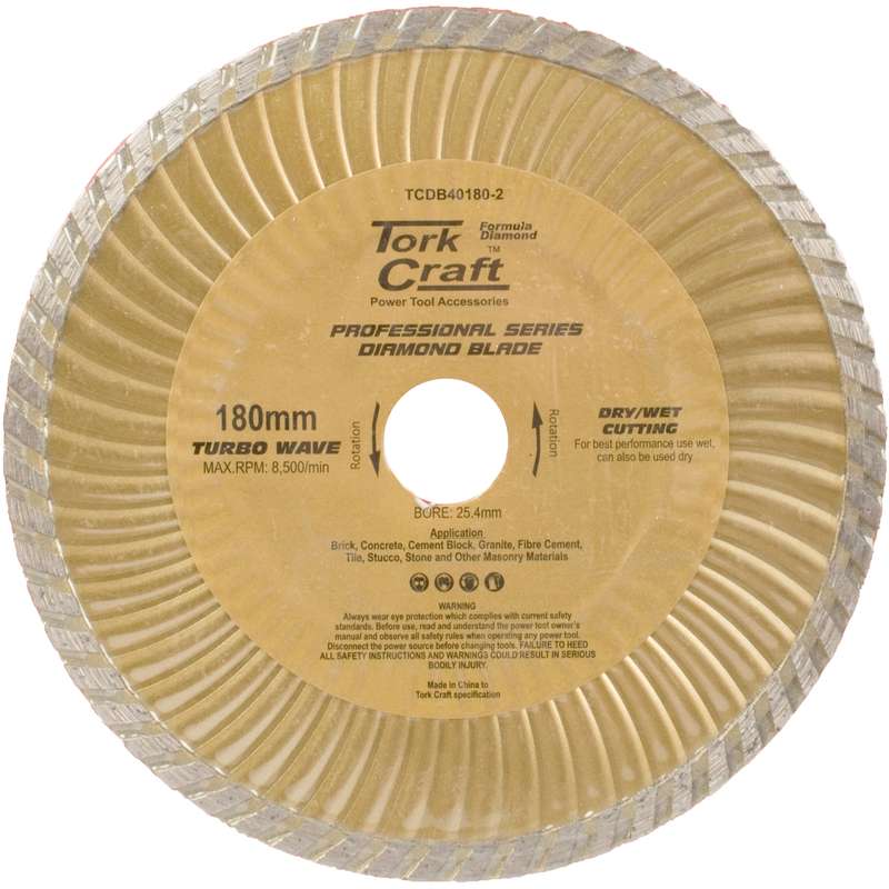 Tork Craft Diamond Blade 180x25.4mm Turbo Wave