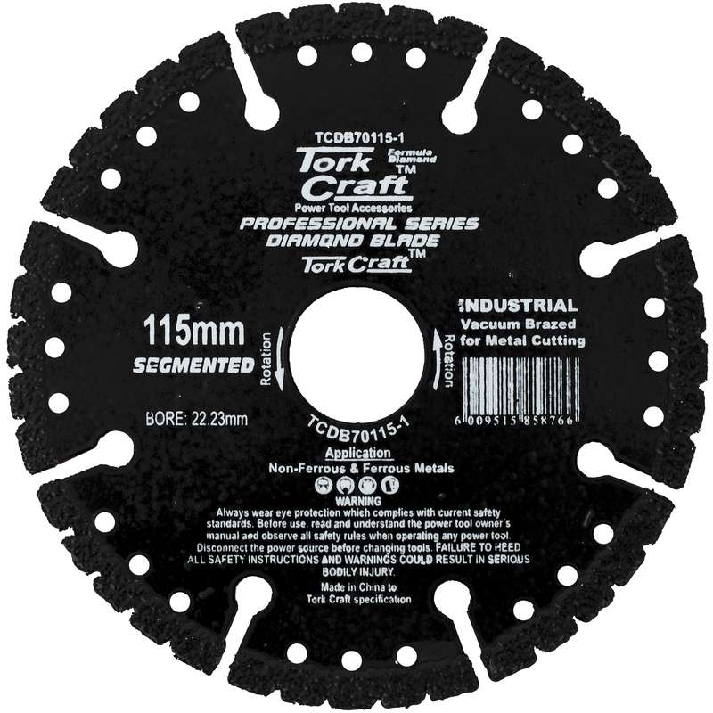 Tork Craft Diamond Blade Seg.115 X 22.23mm Vacuum Brazed  For Metal Cutting