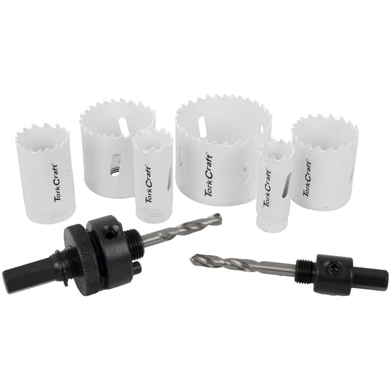 Tork Craft Holesaw Set 9pc In Case Bi-metal 19 22 29 38 44 57mm