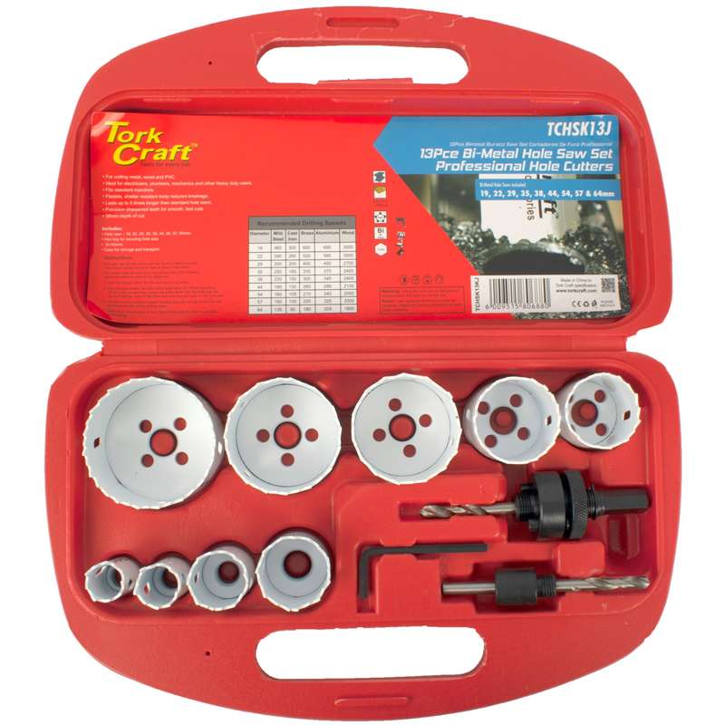 Tork Craft Holesaw Set 13pc In Case Bi-metal