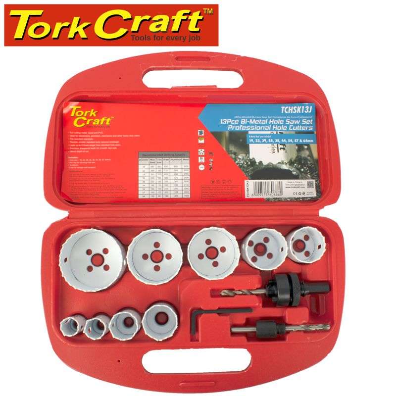 Tork Craft Holesaw Set 13pc In Case Bi-metal