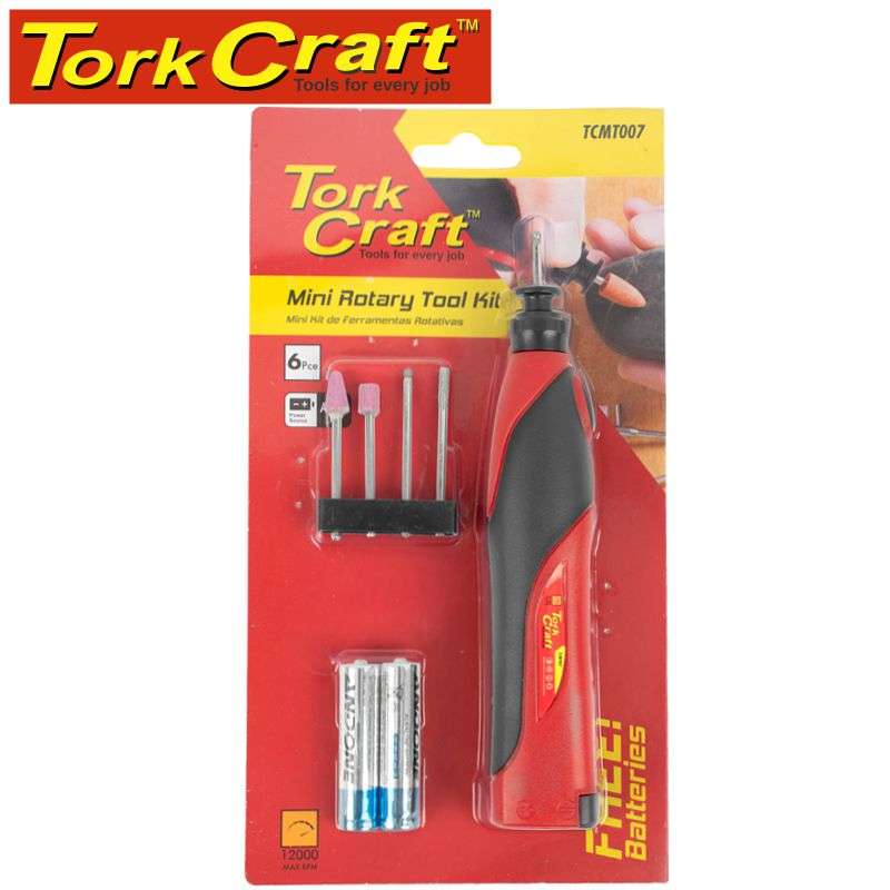Tork Craft Mini Rotary Tool Kit 5pc 3v 2 X Aa Bat Incl.