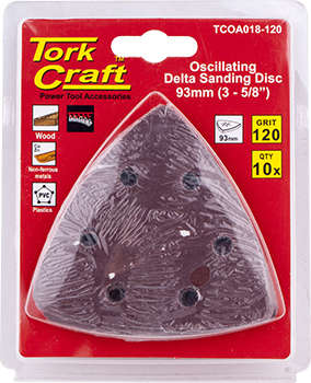 Tork Craft Oscillating Sandpaper A/o 93mm 10pc Delta Shape 120grit