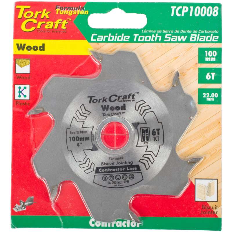 Tork Craft Blade Biscuit Joiner 100 X 6t 22.0mm Tct