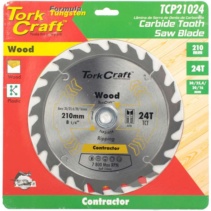 Tork Craft Blade Contractor 210 X 24t 30/1/20/16 Circular Saw Tct