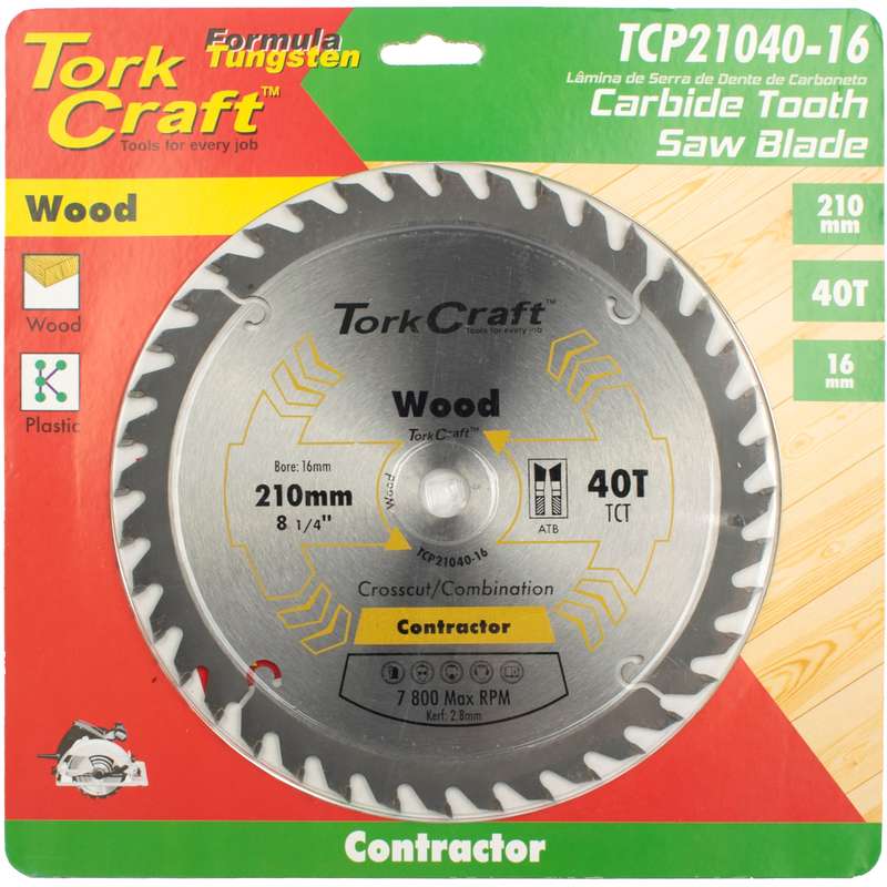 Tork Craft Blade Contractor 210 X 40t-16mm Circular Saw Tct