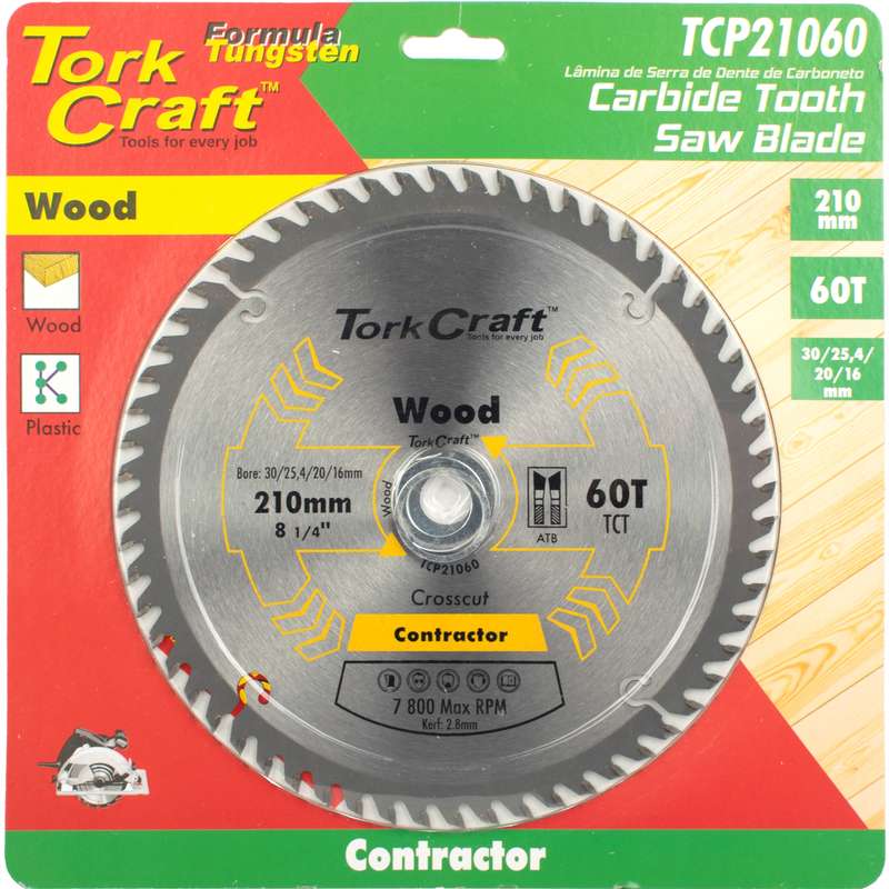 Tork Craft Blade Contractor 210 X 60t 30-1-20-16 Circular Saw Tct