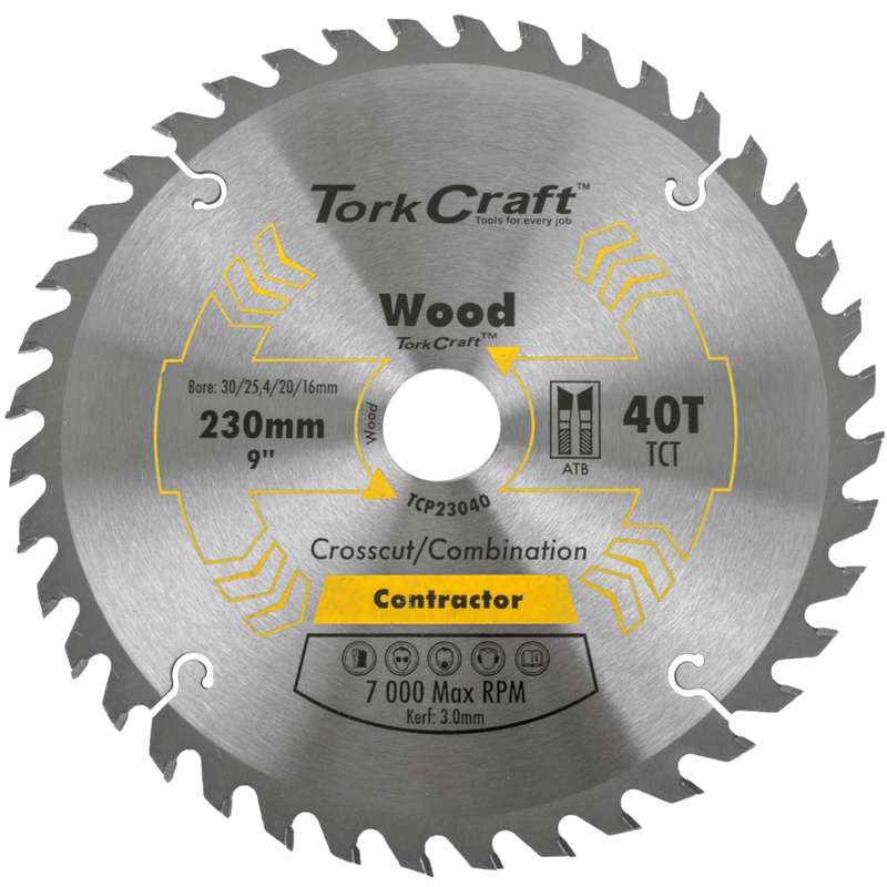 Tork Craft Blade Contractor 230 X 40t 30/1/20/16 Circular Saw Tct